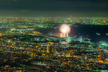 花火大会の日の掬星台からの夜景