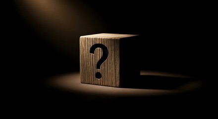 Mysterious wooden block with question mark beckons you to explore the unknown and discover solutions now