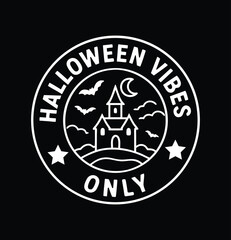 Halloween logo spooky haunted house design

