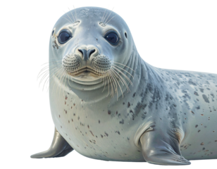 Realistic Seal Animal Standing on White Background PNG