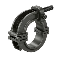Obraz premium Black Metal Industrial Clamp Detailed Photo on Transparent Background