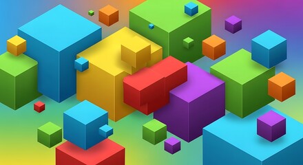 Obraz premium Vibrant 3D Geometric Cube Array with Dynamic Perspective and Colorful Palette for Creative Design Projects
