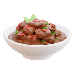 3D Beef Rendang Illustration