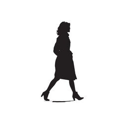 Vector illustration of woman silhouette set walking, Black & White silhouette set