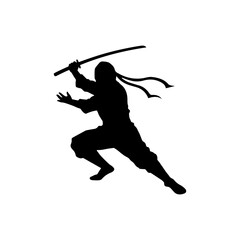 Fototapeta premium Ninja silhouette icon vector flat illustration design.