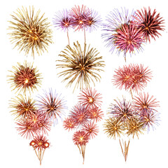 Colorful Fireworks Illustration on Transparent Background Celebrating an Event