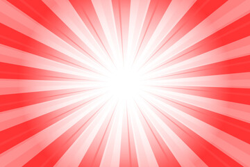 Obraz premium Coral red abstract glowing sunburst background. Maximum red glow effect sunburst background for presentation, banner, poster, flyer, sales. Modern pop art poster for summer and spring