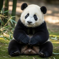 Obraz premium Cute panda cub sitting