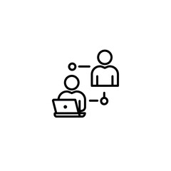 Communication And Connection Icon Two People Outline On White Background