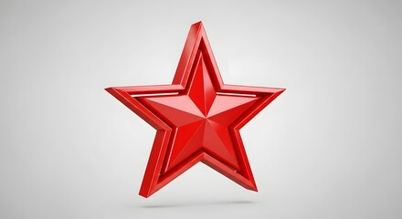 Obraz premium Shiny red star award emblem symbolizing excellence, achievement, and top performance in a clean, modern studio setting