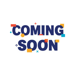Coming soon text illustration announcement graphic event promotion marketing banner modern typography
