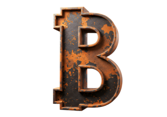 Bitcoin Symbol Rust Metal Isolated Digital Currency Concept 3D Illustration