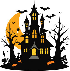 haunted house Black silhouette