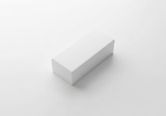 Fototapeta premium Rectangular White Box Mockup on a Plain White Surface, Minimalist Style Design for Product Showcase, Stationary Mock-up