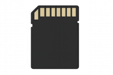 Compact sd memory card highlighting data storage technology, viewed from close range against transparent backdrop