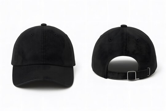 Black Dad Hat Baseball Cap Mockup Front and Back View &ndash; Realistic Template for Fashion and Apparel Design
