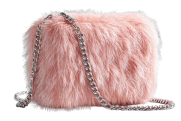 Pink faux fur shoulder bag