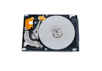 Open Hard Drive Internal View with Visible Mechanical Components