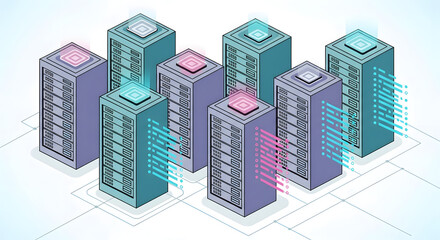Obraz premium Server Rack Technology and Cloud Computing Infrastructure