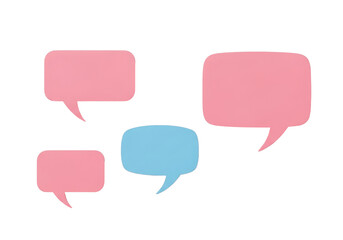 Speech Bubbles Pink and Blue in Cartoon Style on Black Transparent Background