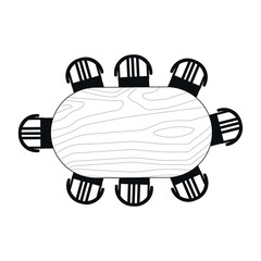 CAD drawings. View from above. Kitchen table, dining group. For interior design and architectural projects