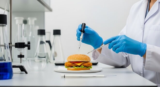 Food science lab testing a hamburger
