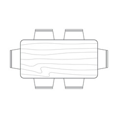 View from above. Kitchen table, lunch. CAD drawings. For interior design and architectural projects