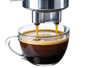 Espresso Pouring into Cup with Crema Isolated PNG