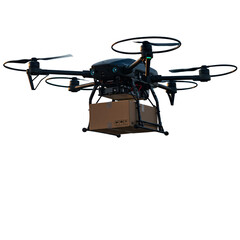 Drone Delivering Package Against Transparent Background Illustration