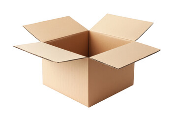 Open cardboard box packaging container empty carton box kraft box shipping box delivery box package isolated on transparent background