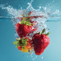 delicious fruit falling into clean water splash
