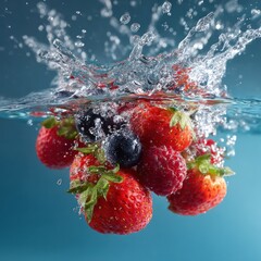 delicious fruit falling into clean water splash