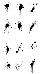 Illustrated ink spots set collection in black and white. Vertical view background. Vector illustration