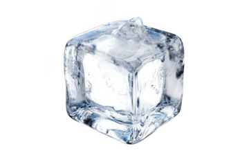 Icy cold cube refreshment frozen water crystal clear cooling element photography isolated on transparent background