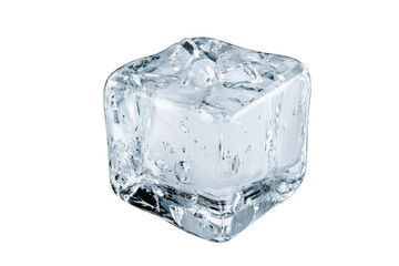 Realistic ice cube frozen water crystal cold refreshment chilled beverage ingredient isolated on transparent background