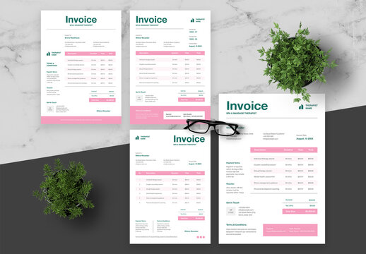 Pink And Black Therapist Invoice