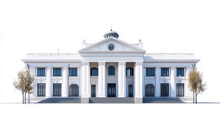Obraz premium Civic Center for Government and Public Services - Isolated on White Background