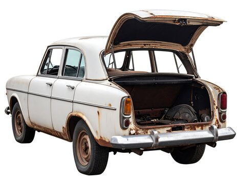 Fototapeta Rusty Vintage Car with Trunk Open.