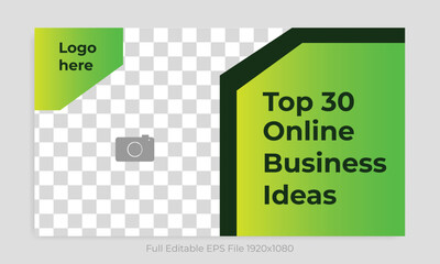 Fully editable video thumbnail banner design for business idea tips and tricks, business concept video cover banner design, vector eps 10 file format