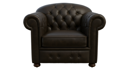 Classic Brown Leather Armchair Isolated On Transparent Background Photo