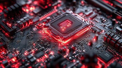 Red Illuminated Circuit Board