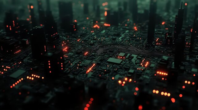 Digital Cityscape: Circuit Board Metropolis