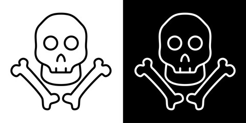 Skull and Crossbones Icon A Symbol of Danger, Pirates, and Halloween Warnings