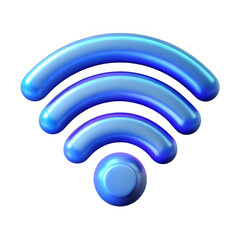 3d blue wi fi signal icon isolated on transparent background