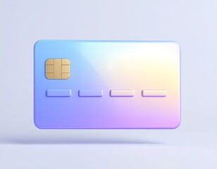 Modern Holographic Credit Card with Chip and Raised Numbers Floating in a Minimalist 3D Environment