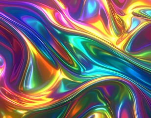 Fototapeta premium Abstract Iridescent Fluid Metallic Surface with Swirling Colors and Psychedelic Textures