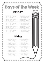 Work Sheet day of the week