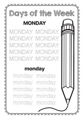 Work Sheet day of the week