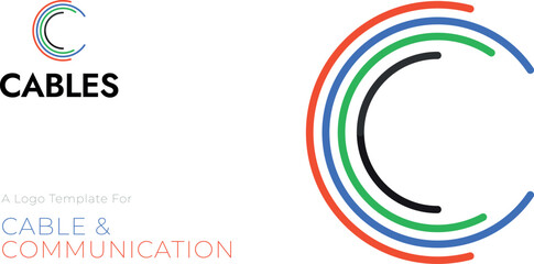 A creative logo design featuring a bold letter C and colorful arcs. This modern visual represents a brand focused on cable and communication services, emphasizing connectivity and innovation.