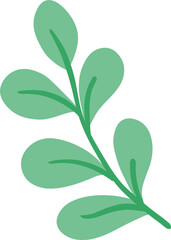 Green Leaf Branch Clipart PNG, Botanical Foliage Illustration, Simple Plant Graphic